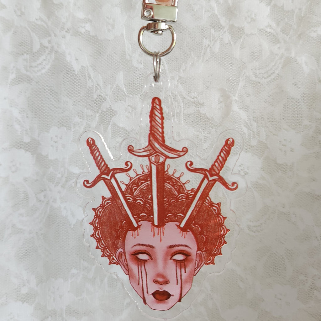 Three of Swords Acrylic Keychain