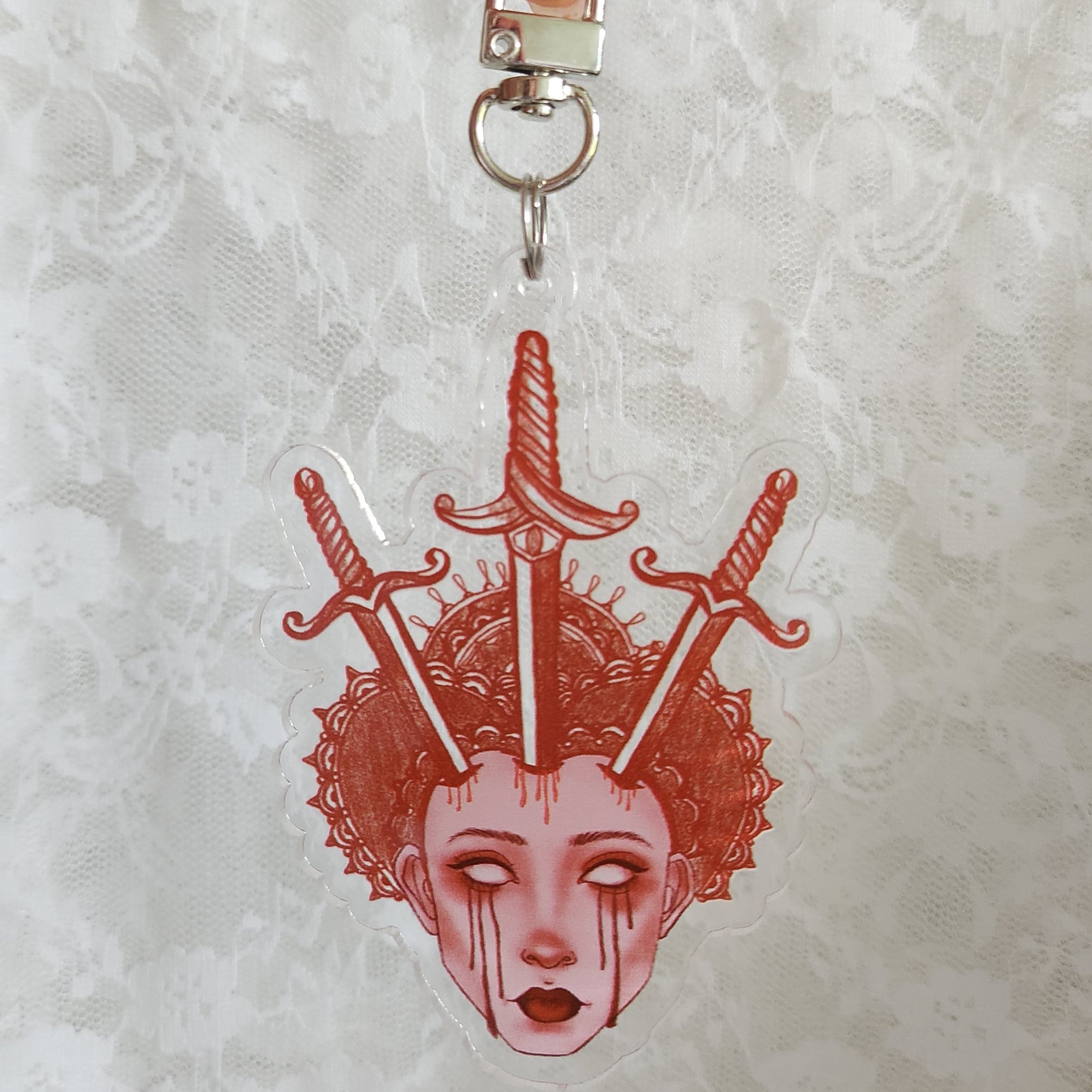 Three of Swords Acrylic Keychain