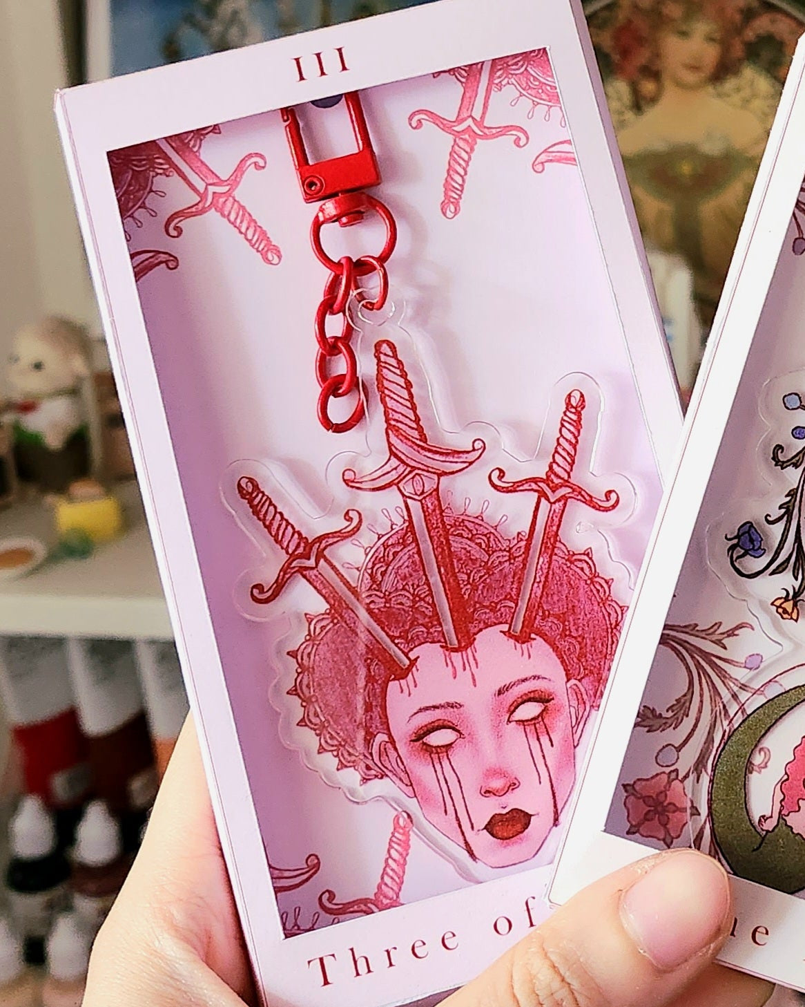 Three of Swords Acrylic Keychain