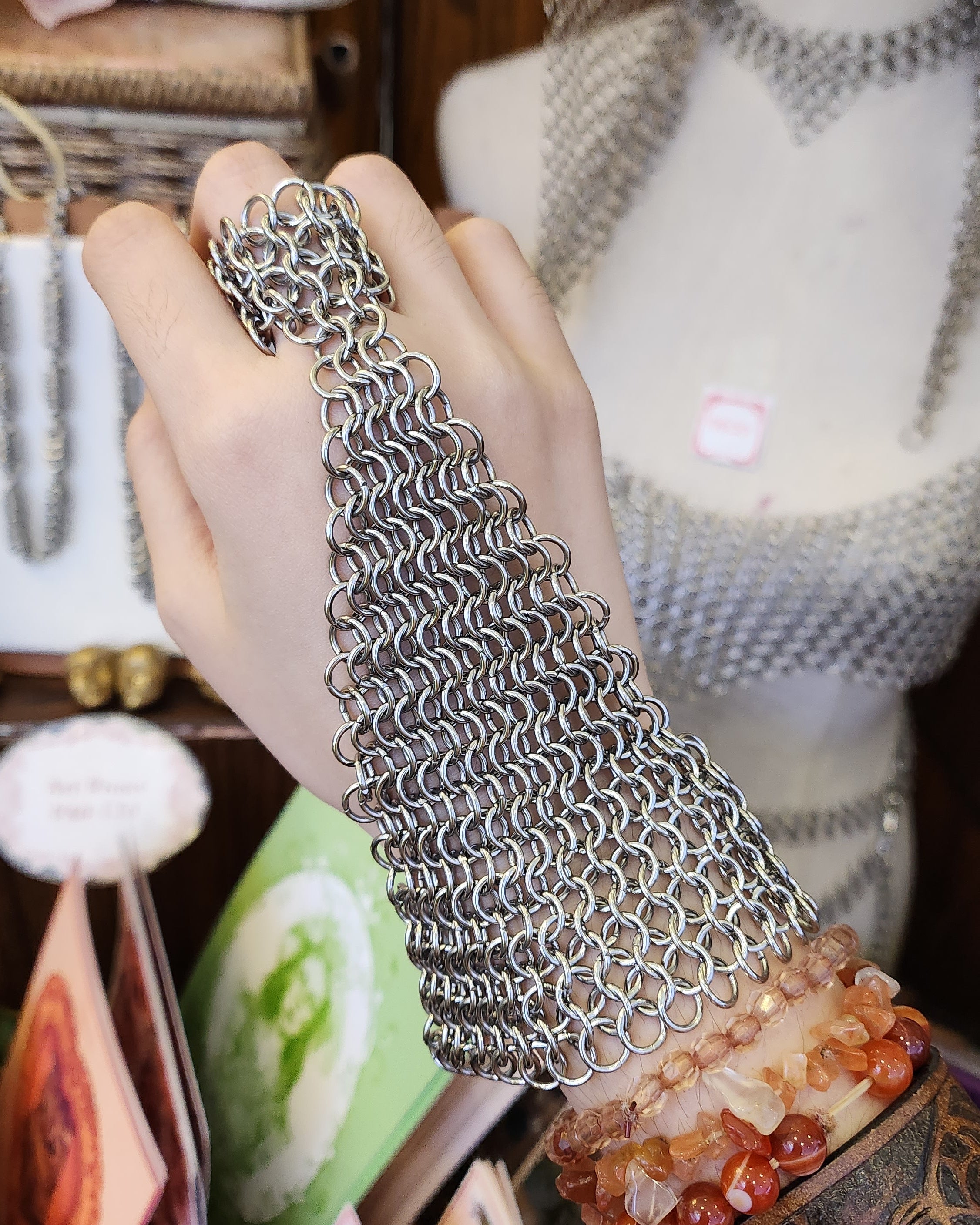Elowen Chainmaille Finger Chain Bracelet
