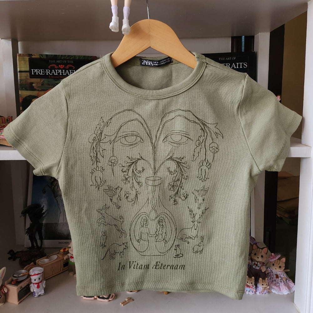 In Vitam Aeternam Line Art Crop Top