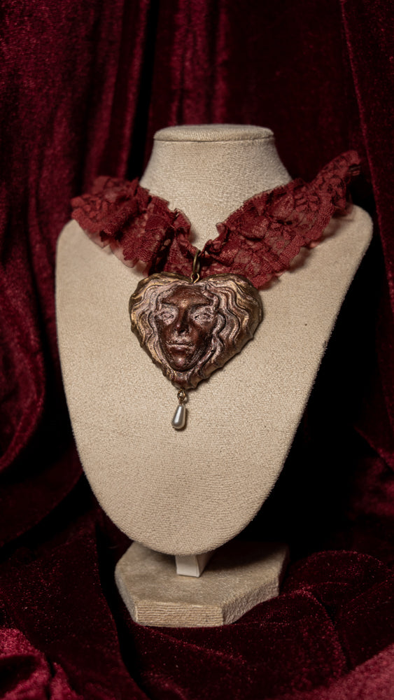 Carmilla Maroon Lace Ruffle Choker