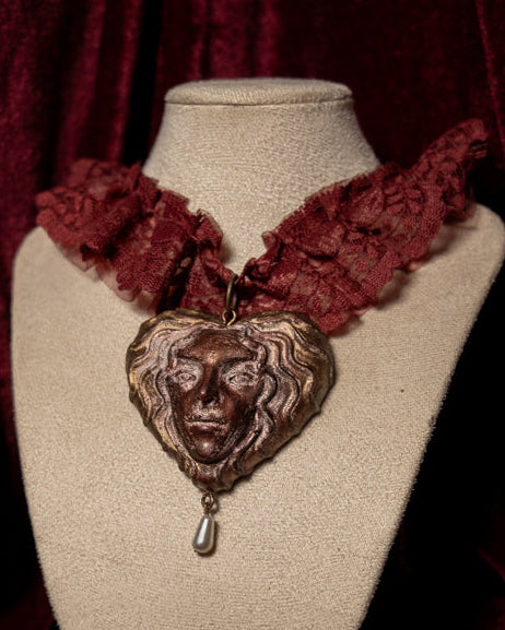 Carmilla Maroon Lace Ruffle Choker