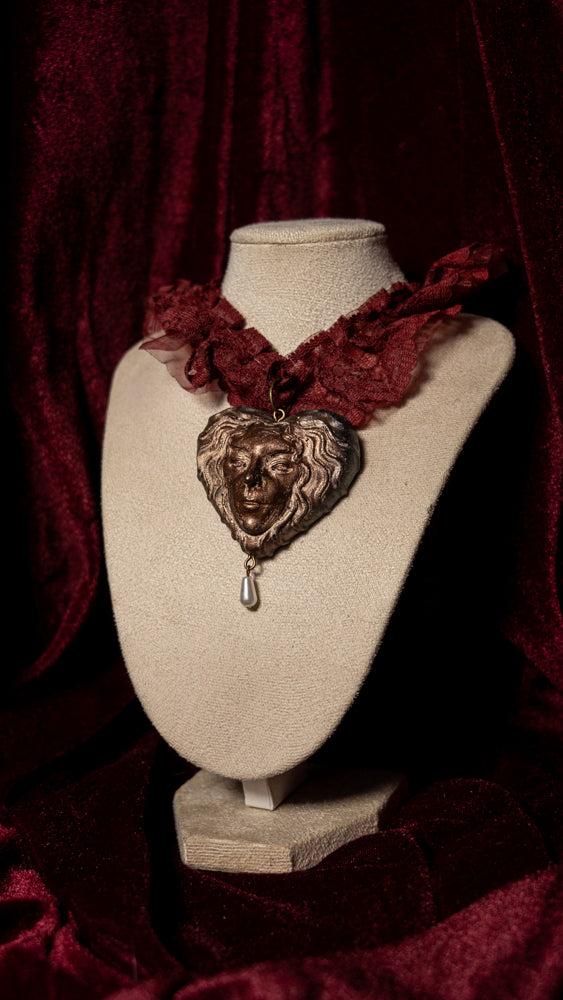 Carmilla Maroon Lace Ruffle Choker