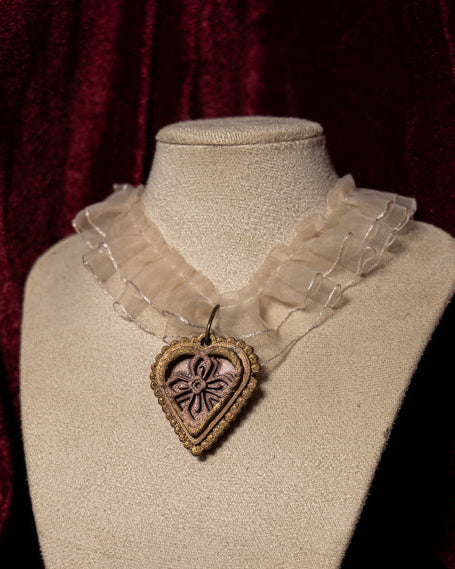 The Cross Blush Organza Ruffle Choker