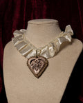 The Cross White Satin Ruffle Choker