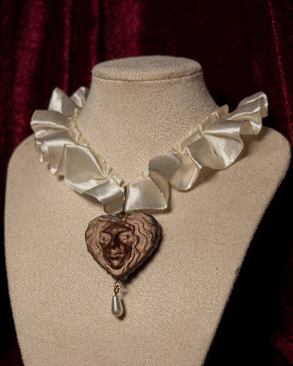 Carmilla White Satin Ruffle Choker