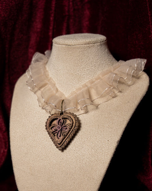 The Cross Blush Organza Ruffle Choker