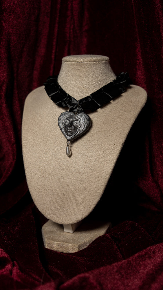 Carmilla Black Satin Ruffle Choker