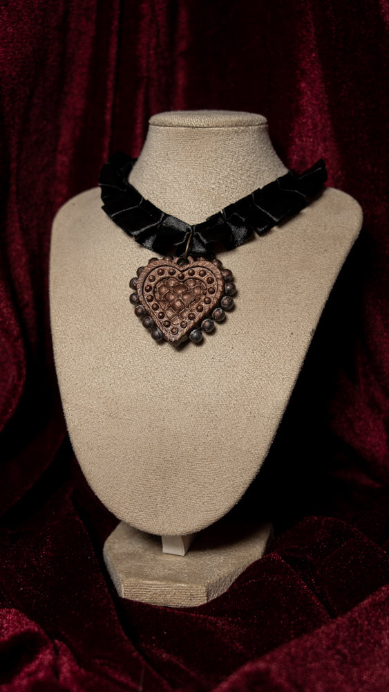 The Casket Black Satin Ruffle Choker