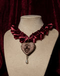 Carmilla Maroon Satin Ruffle Choker