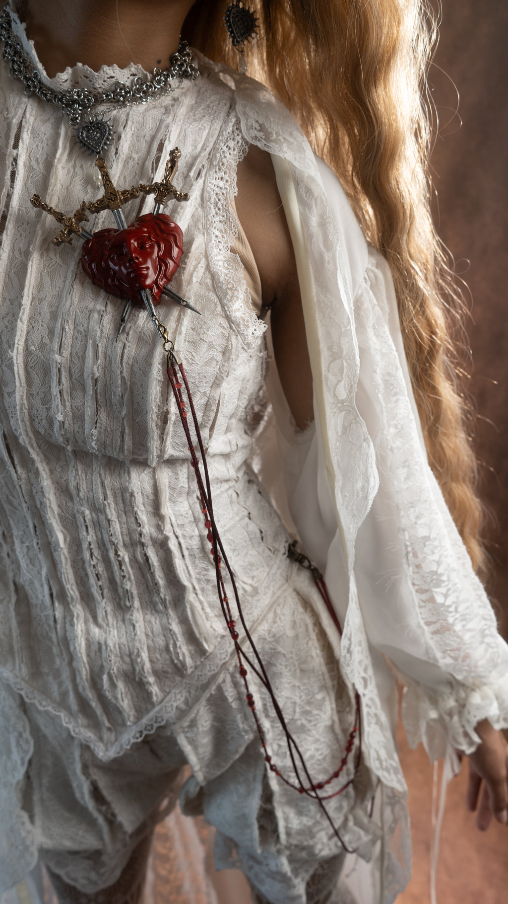 Three of Swords Bleeding Heart Brooch