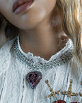 The Cross Wine & Gunmetal Stainless Steel Chainmaille Necklace (Medium)