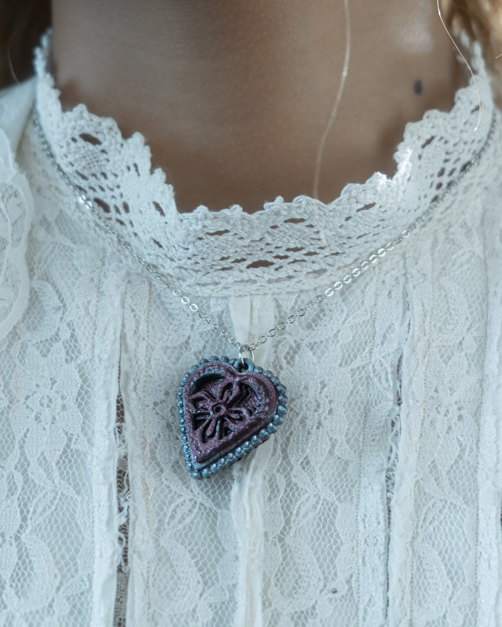 The Cross Wine & Gunmetal Stainless Steel Chain Necklace (Small)