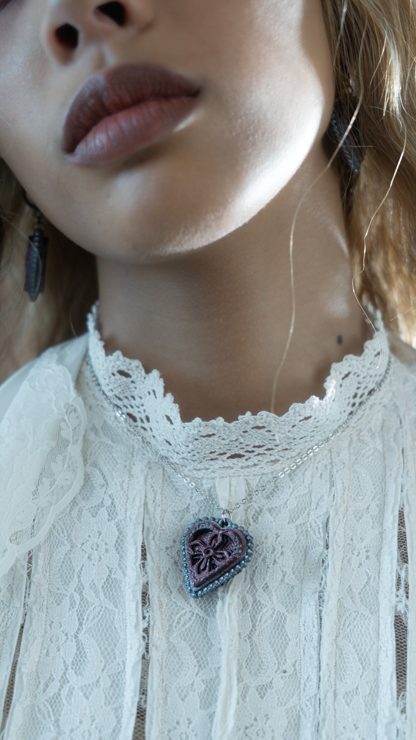 The Cross Wine & Gunmetal Stainless Steel Chain Necklace (Small)