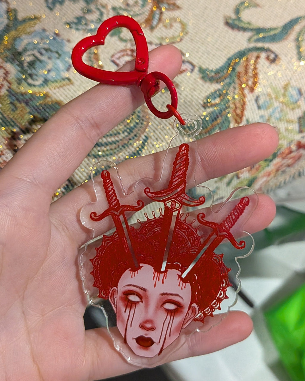 Three of Swords Acrylic Keychain