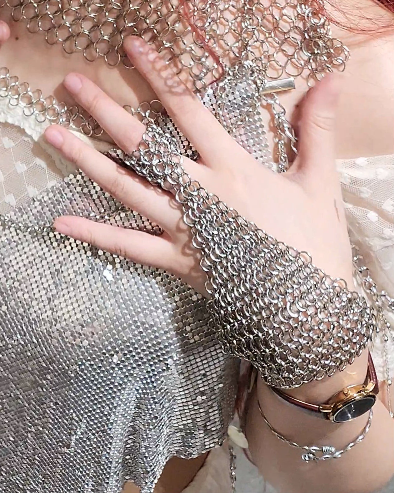 Elowen Chainmaille Finger Chain Bracelet