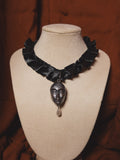 Thomasin Black Satin Ruffle Choker