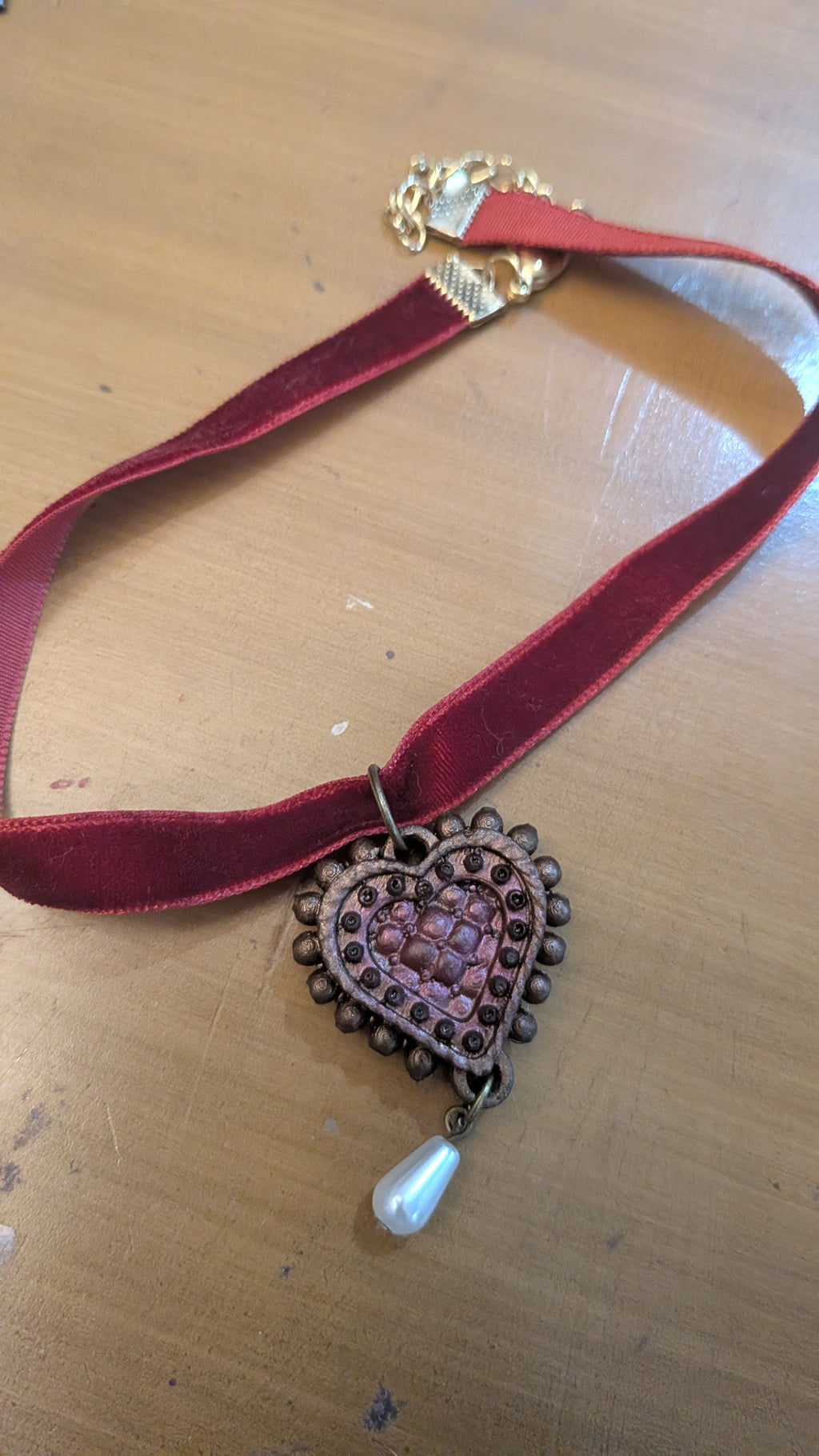 The Casket Wine & Copper Velvet Ribbon Choker (Small)